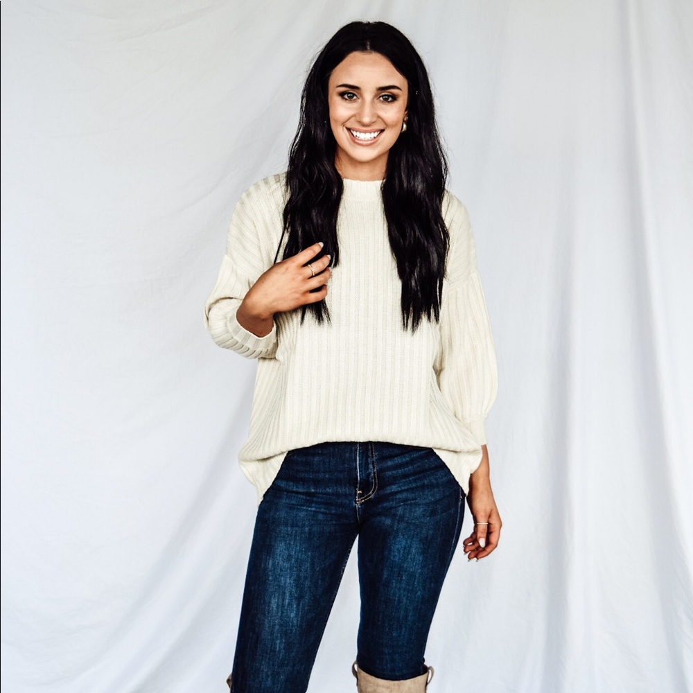 Bone ribbed sweater